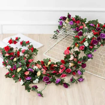 LED Rosa Grinalda de Flores Artificiais Dia dos Namorados Casamento de Natal Decoração de Casa de Arcos de Cordéis Decoração DY Falso plantação de Vinhas
