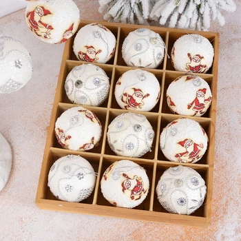 1/2Pcs White Christmas Snowball Ornamentos 8cm Bola Decorativa Bola de Árvore de Natal Bauble de Suspensão de Decoração de Natal Para Casa