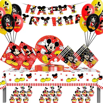 Mickey Mouse Festa de Aniversário de Suprimentos e Decorações de Mickey Mouse Fornecimentos de Terceiros Serve 8 pessoas, com Faixa de Placas de Balões