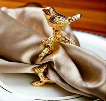 Muito feliz pássaro dourado luxuoso hotel de luxo guardanapo fivela de festa de festa de casamento anel de guardanapo