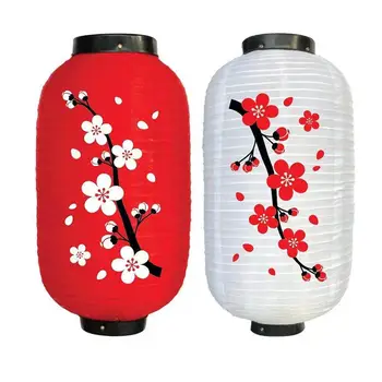 2pcs Chinês Lanterna Vermelha Japonesa de Cetim Lanterna Festa de Ano Novo Decoração do Restaurante Flor de Ameixa Lanterna Lâmpada Festival de Lanternas