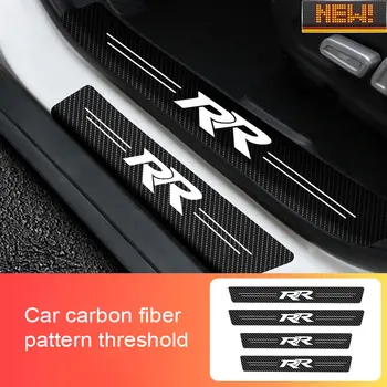 4Pieces Carro Resistente a riscos Decalque Porta Automática de Fibra de Carbono de Limite de Faixa Adesivo Para Honda Civic RR Logotipo Auto Acessórios