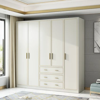 American luxo guarda-roupa moderno, simples, pequeno quarto de menina roupeiro família em camadas de partição com a parte superior do armário branco